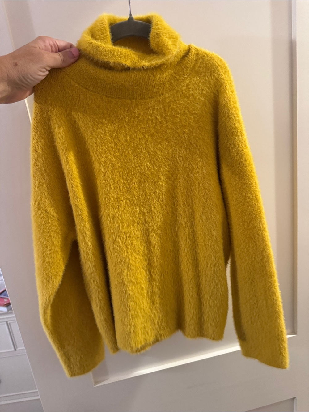 Zara Yellow Fuzzy Turtleneck Sweater